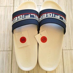 Tommy Hilfiger Mens Evered Slide Sandals Blue White Logo Slip On 10 New